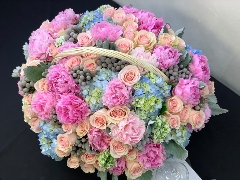 Xxxl Basket With Peonies And Mixed Flowers