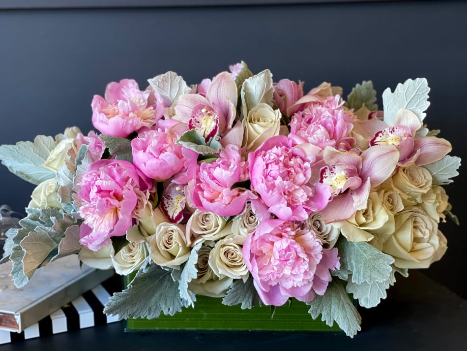 Pastel Love Flower Design With Roses Orchids And Peonies