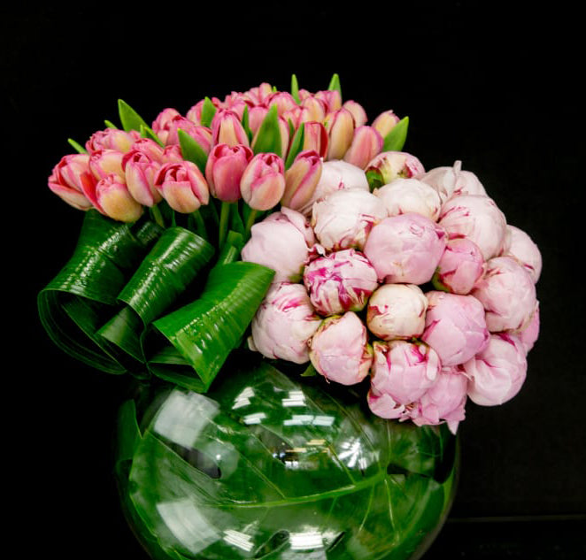 Modern Flower Design With Tulips And Peonies