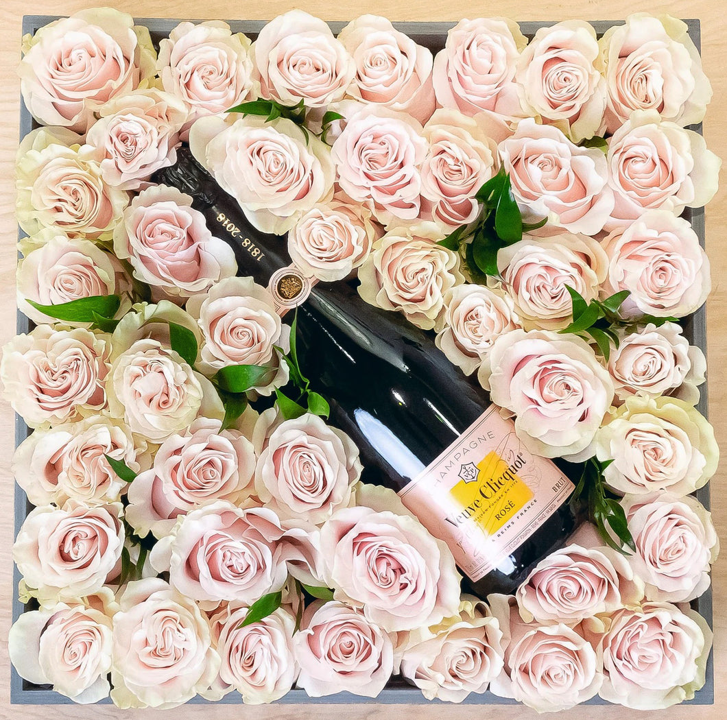 Bulgarian Pink Roses And Champaign