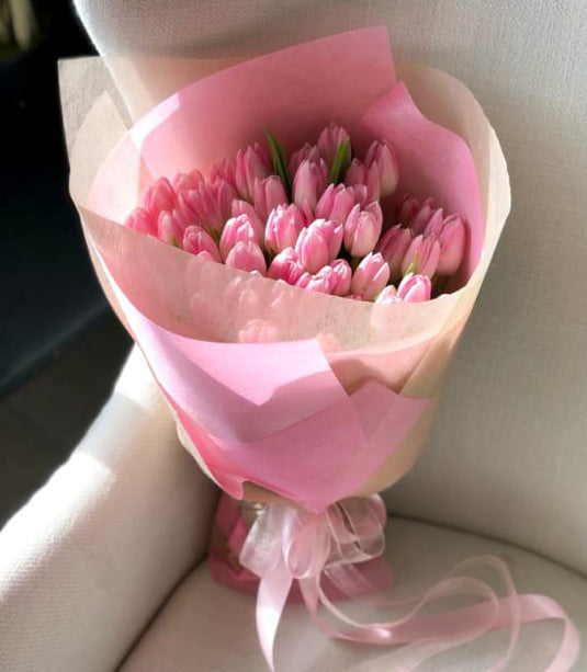 3 Dozen Pink Tulips Luxury Bouquet