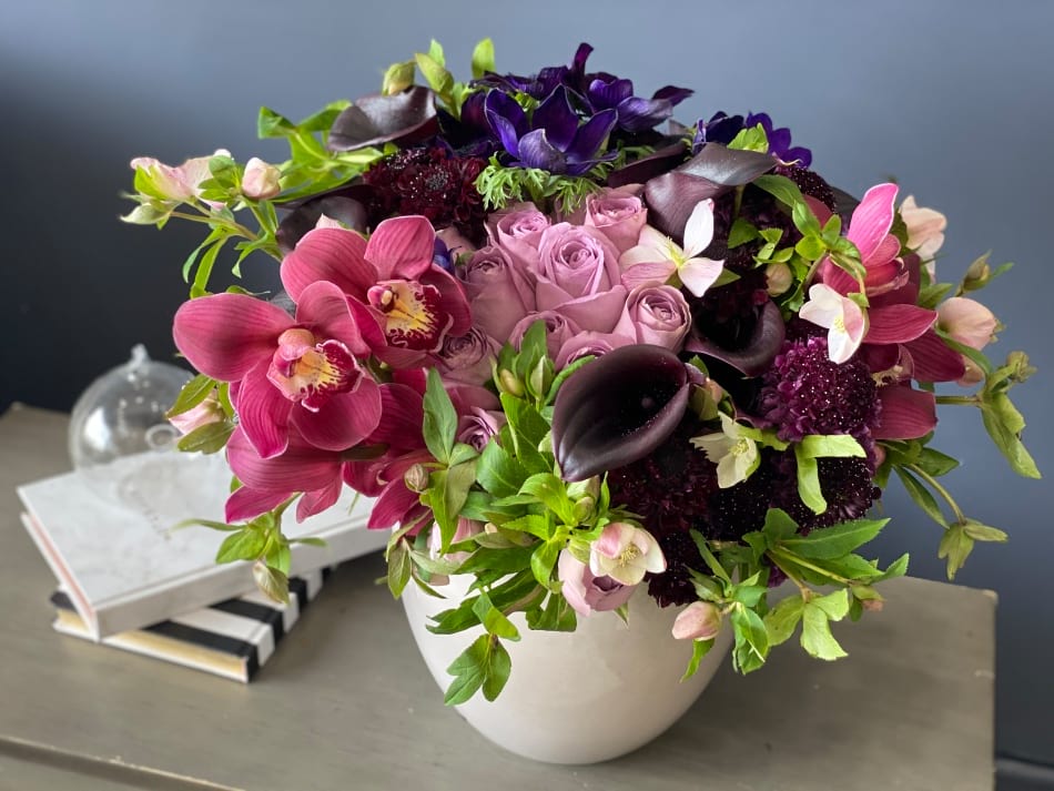 Stylish Flower Design In Purple Colors