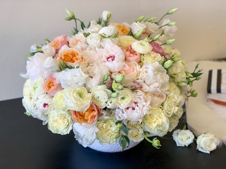 Premium Flower Arrangement With Peonies And Mixed Roses