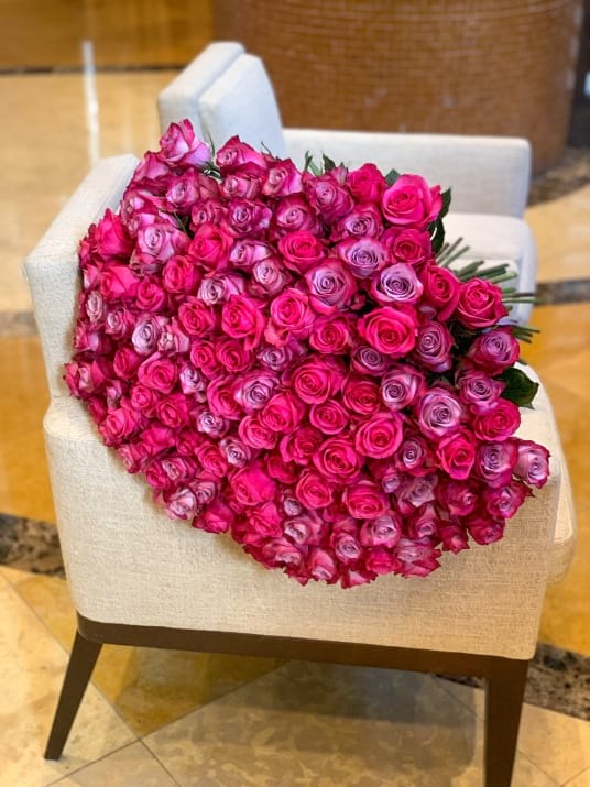 100 Premium Lavender Hot Pink Roses Luxury Bouquet