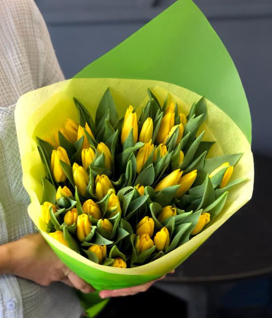 3 Dozen Yellow Tulips Luxury Bouquet